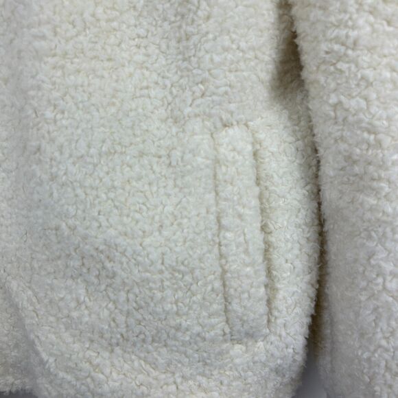Loft Teddy Coat Jacket Womens Large Cream Boucle Faux Fur Zip Pockets Ladies New - Picture 6 of 13